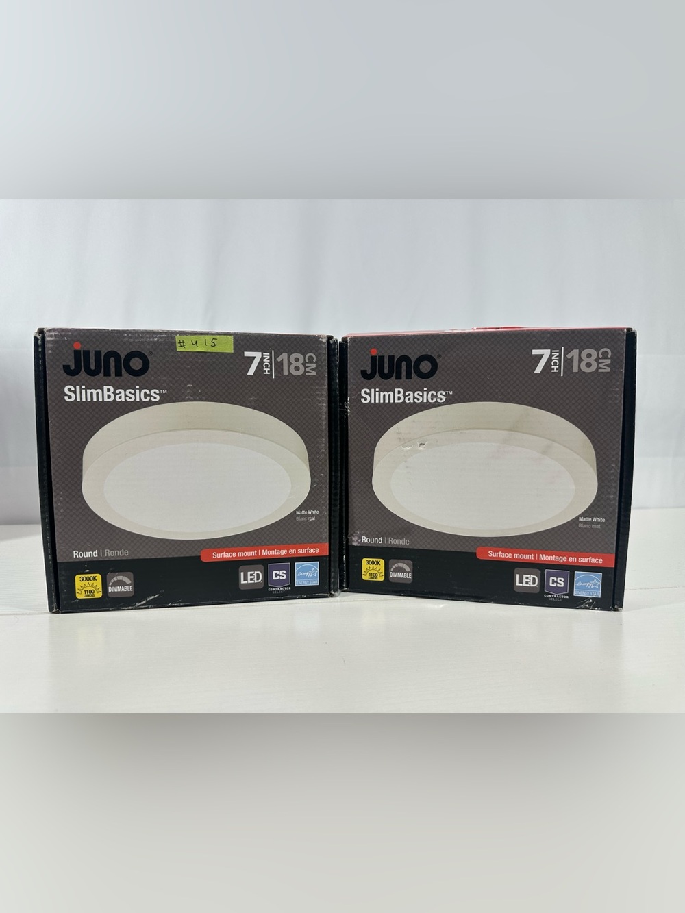 #415 (2- Pack) Juno 7 in. 3000k Matte White Surface Mount Downlight 18cm